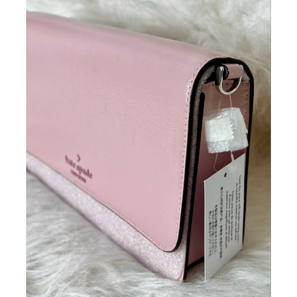 Women's Kate Spade Pink Textured Patent Madison Medium Flap Crossbody Bag - Picture 11 of 14